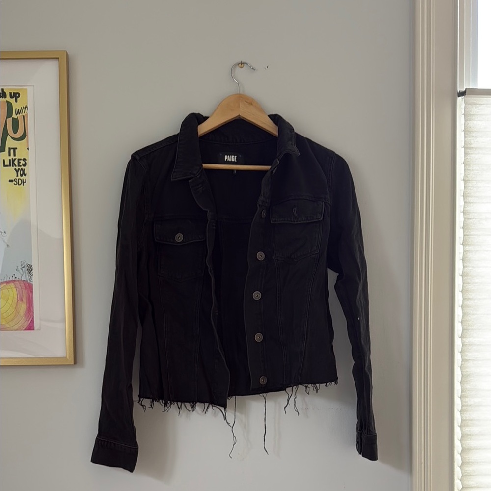 PAIGE Distressed Black Jean Jacket